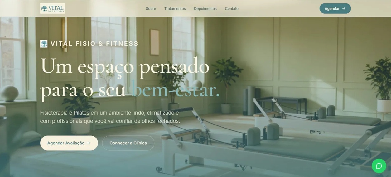 Site do Vital Fisio & Fitness — clínica de fisioterapia, pilates e academia